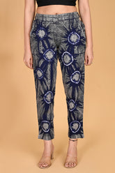 ROYAL BLUE BANDHEJ COTTON PANTS - SKYTICK